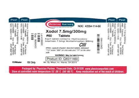 Xodol (Hydrocodone Bitartrate and Acetaminophen Tablets): Side。